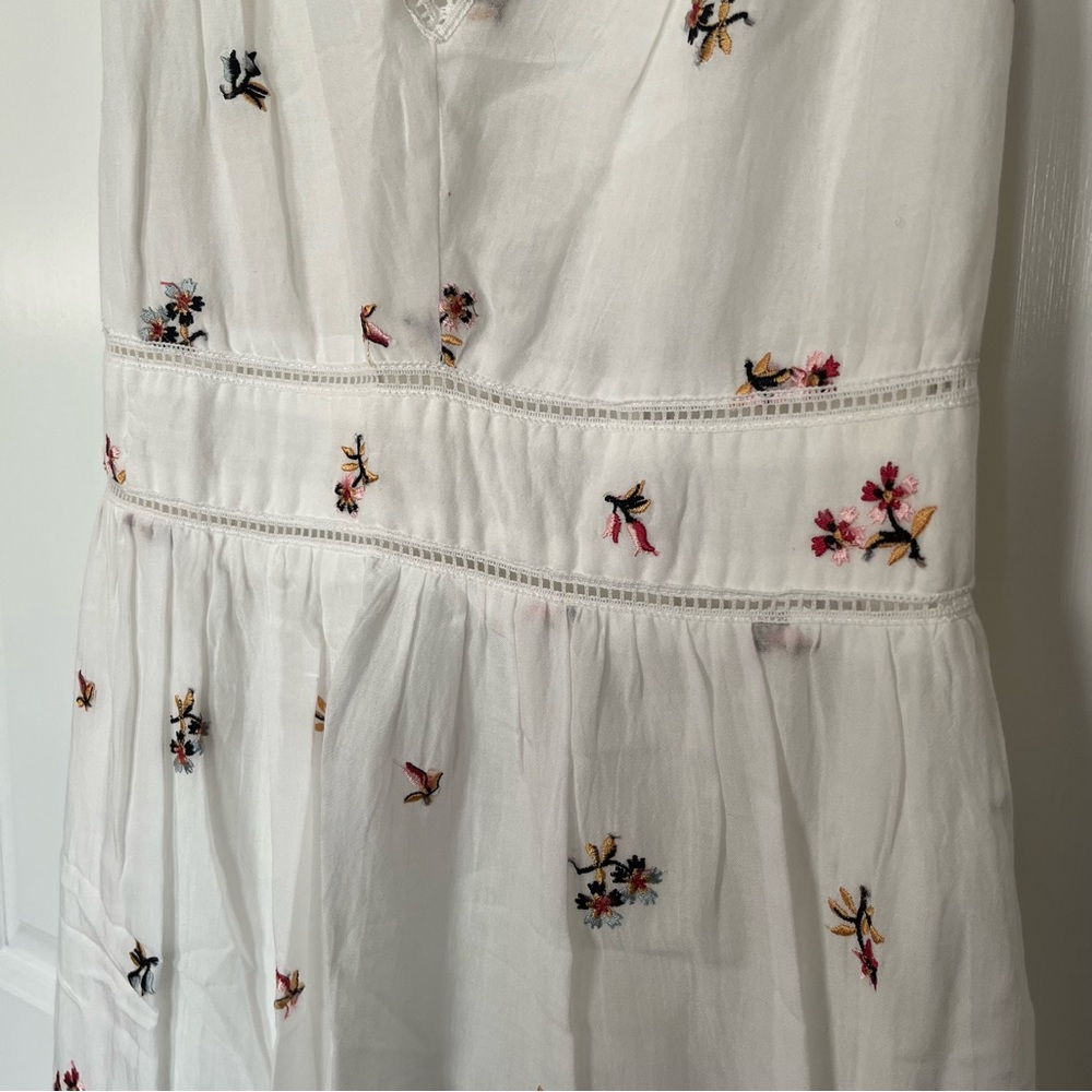 MSSP Max Studio size Medium white cotton dress with floral embroidery pattern - Picture 3 of 6